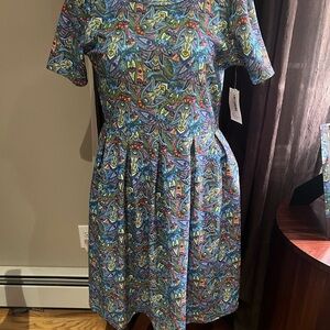 LuLaRoe Multicolor Abstract Midi Dress